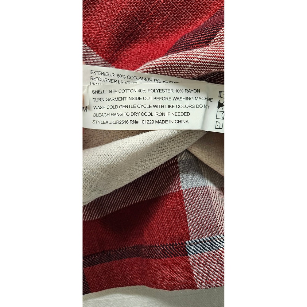 Ashley By 26 International Red Plaid Cropped Flannel Shirt Womens Medium - Picture 6 of 7